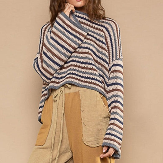 Gray Stripe Loose Fit Sweater - SALE
