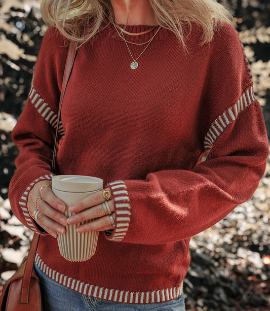 Red Dahlia Contrast Sweater