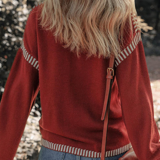 Red Dahlia Contrast Sweater