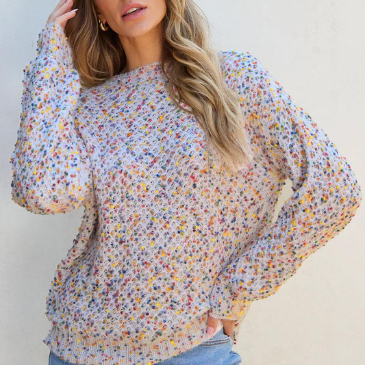 White Confetti Knit Sweater