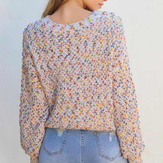 White Confetti Knit Sweater