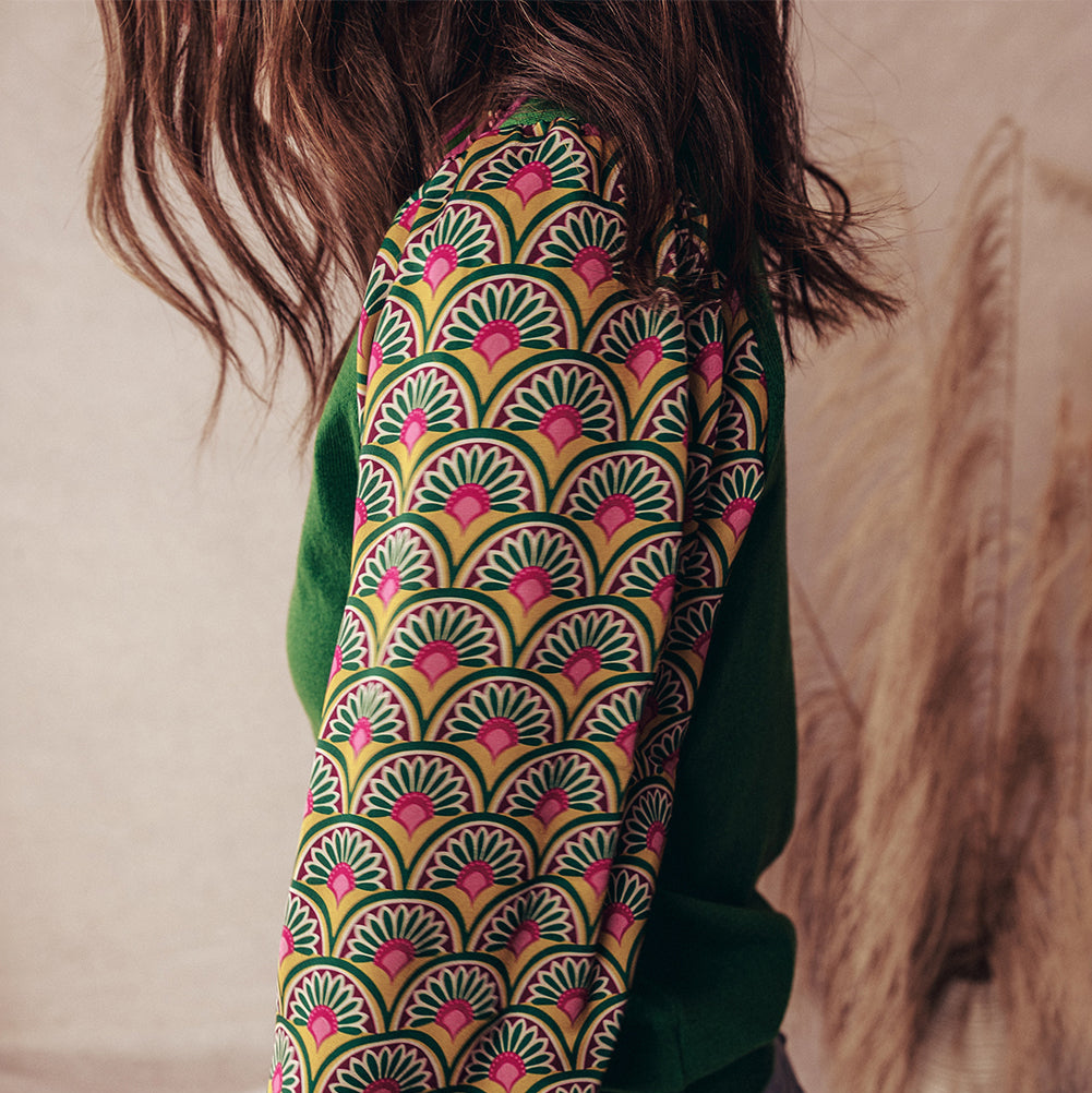 Shirred Cuff Puff Sleeve Sweater