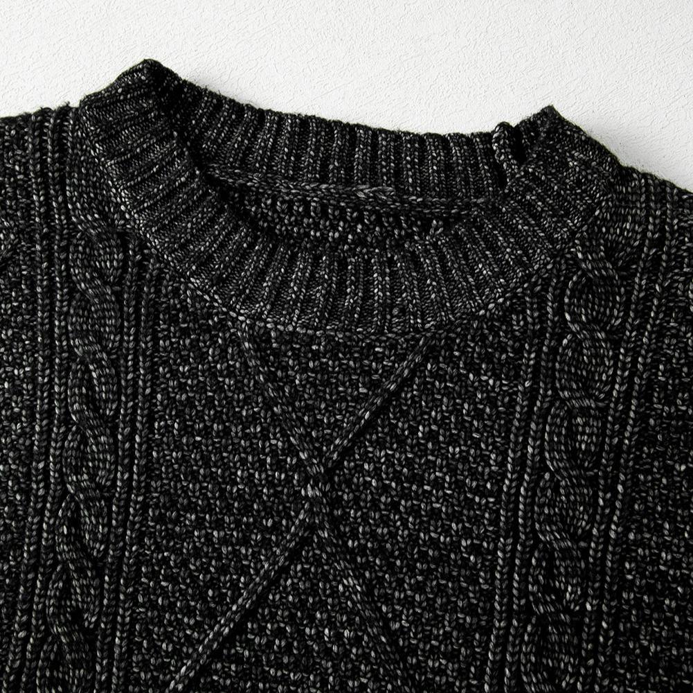 Cable Knit Sweater Dress (Black)