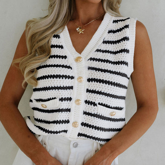 Stripe Sweater Vest (Black/White)