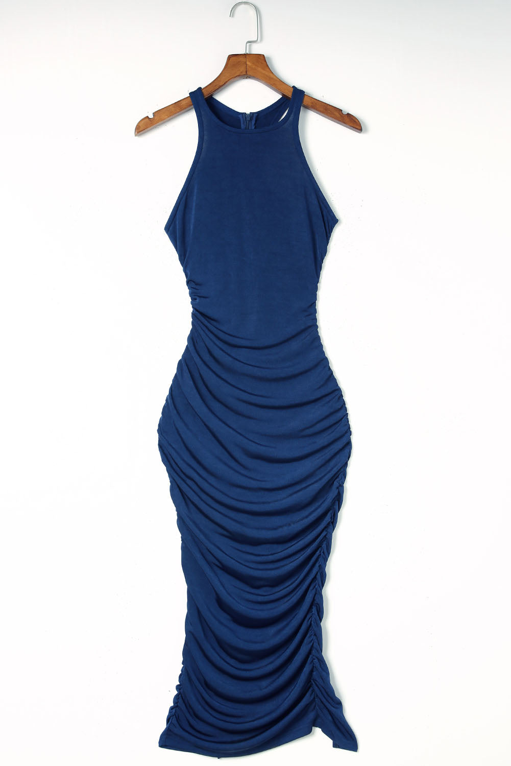Razor Back Ruched Dress (Blue)