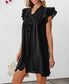 Ruffle Sleeve V Neck Dress (Black)- SALE