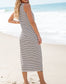 White Striped Button Front Maxi Dress