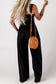 Smocked Wide Leg Jumpsuit with Pockets (Black)
