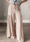 Khaki Drawstring Wide Leg Pants