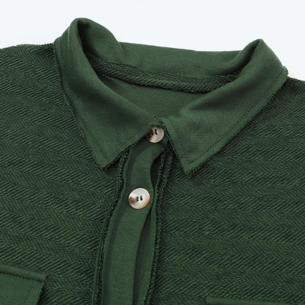 Contrast Hem Relaxed Shacket (Green) - SALE