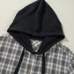 Black Checkered Hooded Shacket - SALE