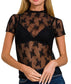 Short Sleeve Lacy Sheer Top (Black)