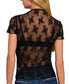 Short Sleeve Lacy Sheer Top (Black)