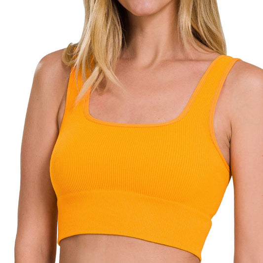 Ribbed Cropped Tank Top (Gold)