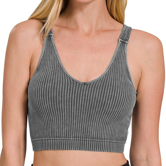 Heat Wave V-Neck Cropped Tank (Gray)