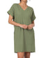 Rolled Short Sleeve Pocket Dress (Olive)