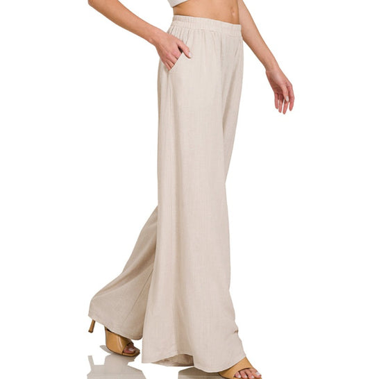 Sofija Linen Wide Leg Pants - SALE