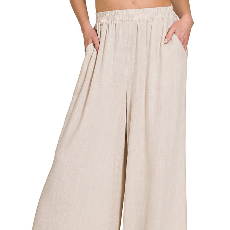 Sofija Linen Wide Leg Pants - SALE