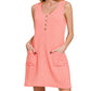 Corded Pocketed Tank Dress (Peach)