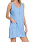 Corded Pocketed Tank Dress (Blue)