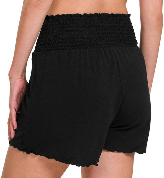 Smocked Waist Shorts (Black)