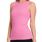 Ribbed Round Neck Tank Top (Pink)