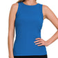 Ribbed Round Neck Tank Top (Blue)