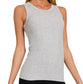 Ribbed Round Neck Tank Top (Grey)