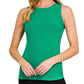Ribbed Round Neck Tank Top (Green)