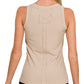 Ribbed Round Neck Tank Top (Sand)