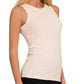 Ribbed Round Neck Tank Top (Sand)