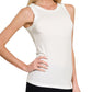Ribbed Round Neck Tank Top (White)