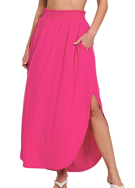 Emily Side Slit Maxi Skirt (Pink) - SALE