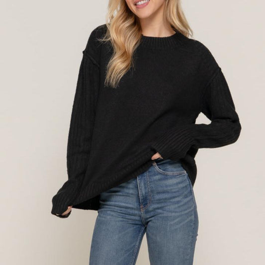 Aubrey Raised Seam Sweater (Black)