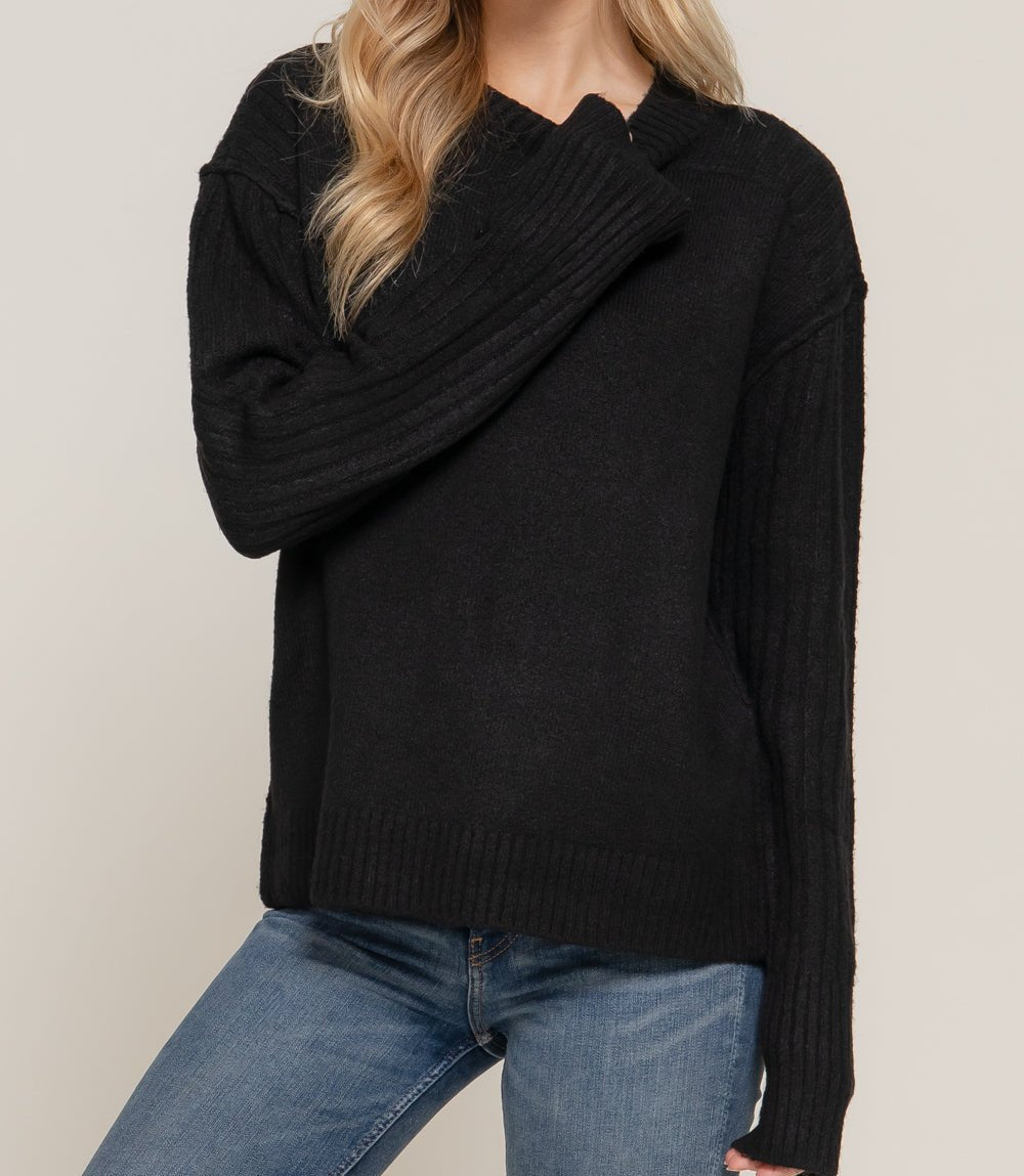 Aubrey Raised Seam Sweater (Black)