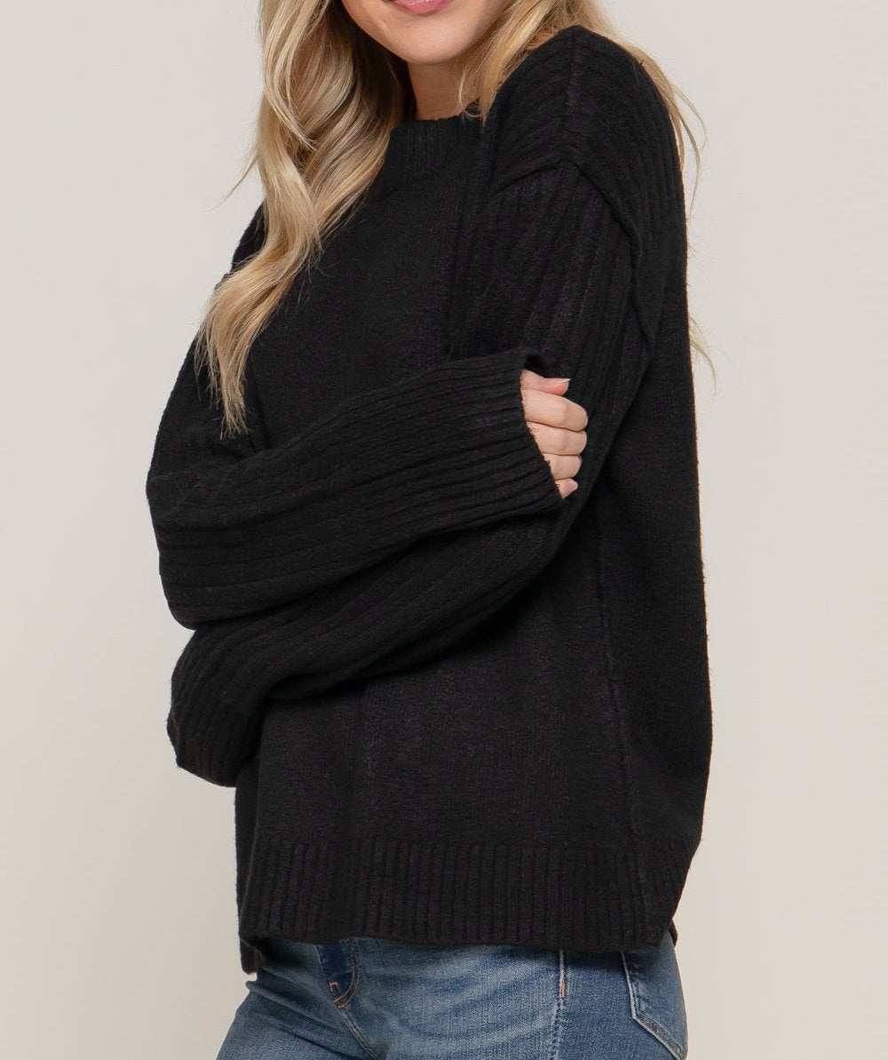 Aubrey Raised Seam Sweater (Black)