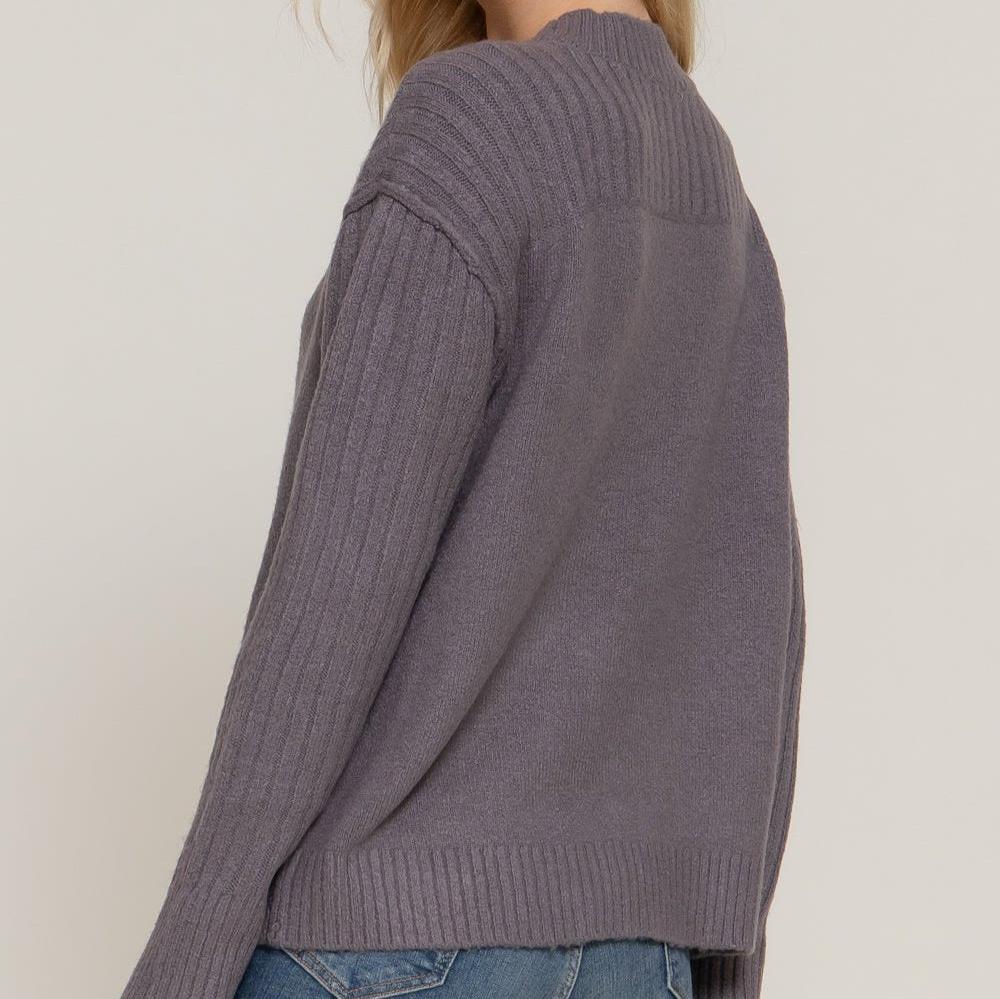 Aubrey Raised Seam Sweater (Violet Grey)