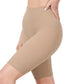 Compression Fit Ribbed Biker Shorts (Taupe)