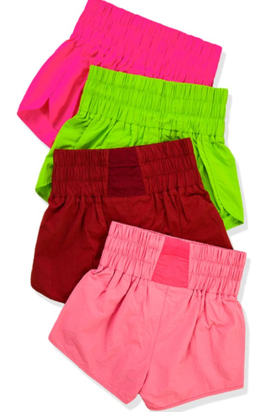 Smocked Waist Athletic Shorts (Pink) - SALE