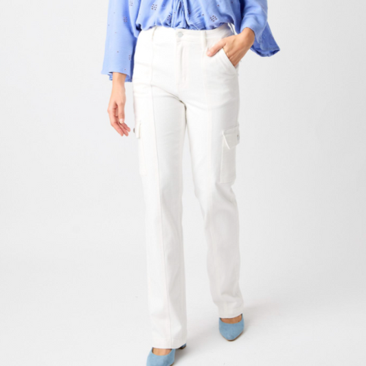 Judy Blue MAYA Hi-Rise White Dyed Cuff Denim Jogger Jeans – Emma Lou's  Boutique