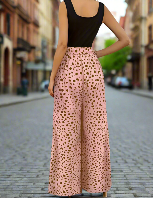 Pink Leopard Palazzo Jumpsuit - SALE