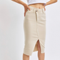 Judy Blue Split-Front Denim Skirt (Beige)