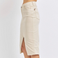 Judy Blue Split-Front Denim Skirt (Beige)