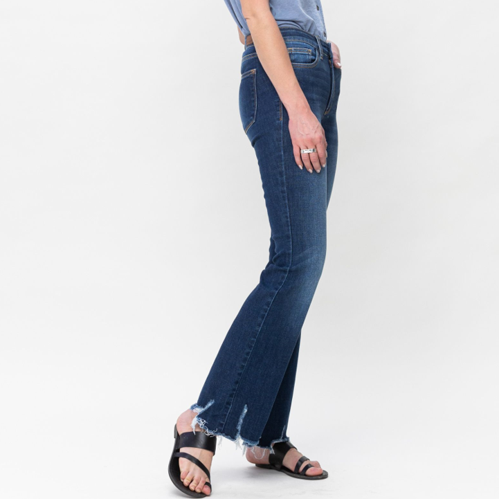 Judy Blue Raw Hem Bootcut Jeans (Dark)