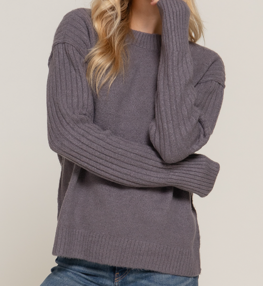 Aubrey Raised Seam Sweater (Violet Grey)