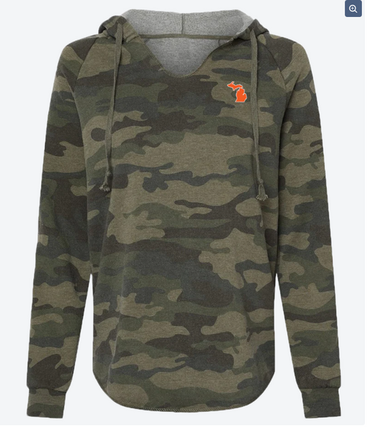 Flowing Camo V-Neck Hoodie