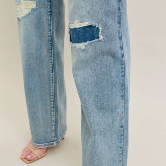Judy Blue Knee Patch Straight Leg Jeans