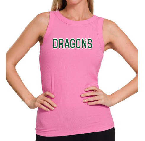 DRAGONS Round Neck Tank Top (Pink)