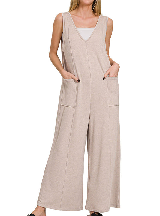 French Terry Jumpsuit (Latte)