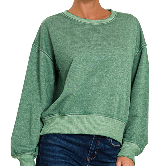 Washed French Terry Pullover (Green)